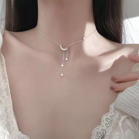 925 Sterling Silver Moon Necklace - Picture 2 of 3